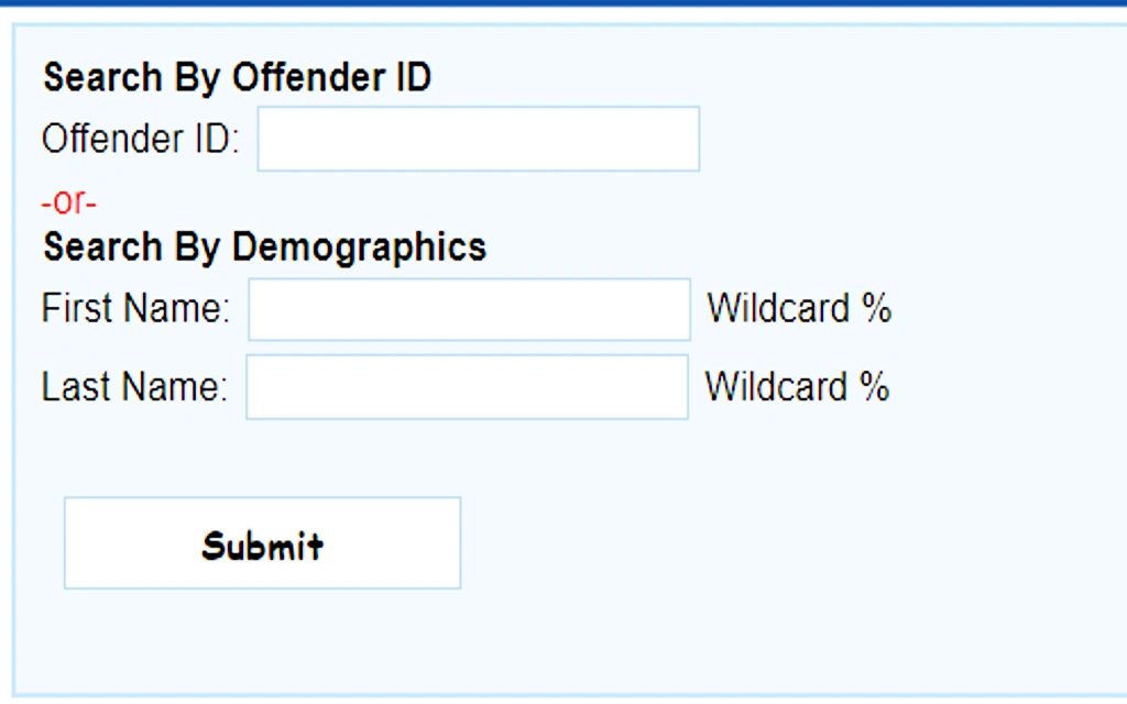 An Inmate Search platform provided by the Nevada Department of Corrections to the public to find an offender's record that can be searched by either providing the offender's ID or demographics.