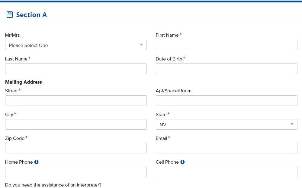 A screenshot of the Employment Discrimination Form individuals who believe they have been discriminated against in the workplace can submit.